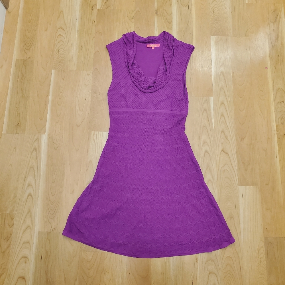Catherine Malandrino Violet Pointelle Fit and Flare Dress Midi Maxi L